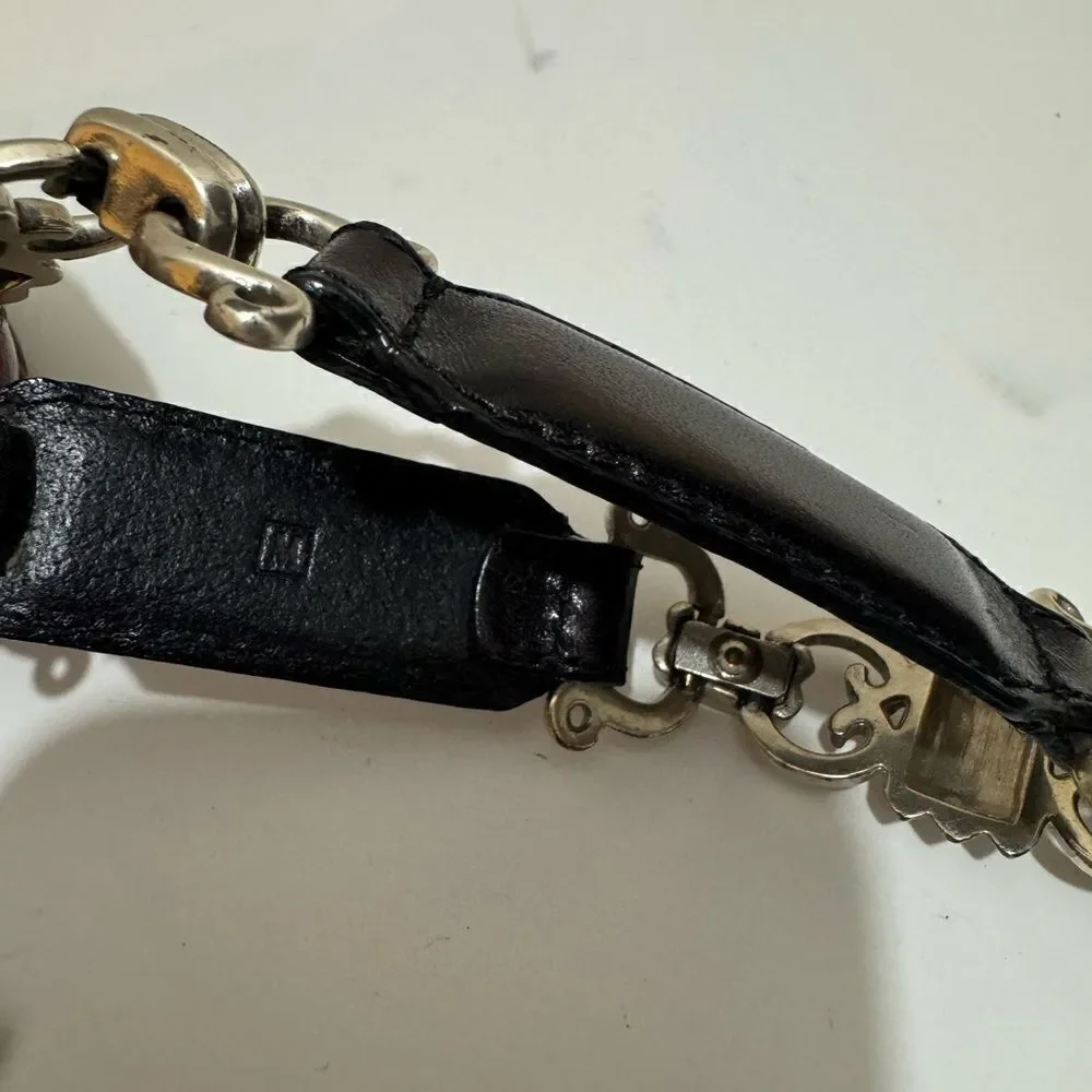 Fossil Chain and black  Leather Belt Medium